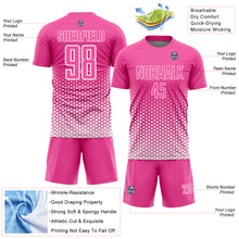 Загрузить изображение в средство просмотра галереи, Custom Pink-White Geometric Hexagonal Dot Gradient Sublimation Soccer Uniform Jersey