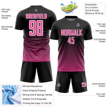 Load image into Gallery viewer, Custom Black Pink-White Geometric Hexagonal Dot Gradient Sublimation Soccer Uniform Jersey
