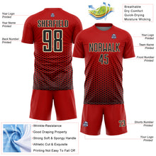 Charger l'image dans la galerie, Custom Red Black-Cream Geometric Hexagonal Dot Gradient Sublimation Soccer Uniform Jersey