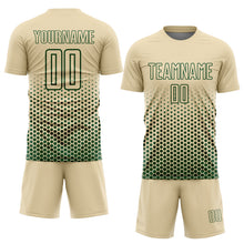 Загрузить изображение в средство просмотра галереи, Custom Cream-Green Geometric Hexagonal Dot Gradient Sublimation Soccer Uniform Jersey