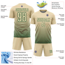 Загрузить изображение в средство просмотра галереи, Custom Cream-Green Geometric Hexagonal Dot Gradient Sublimation Soccer Uniform Jersey
