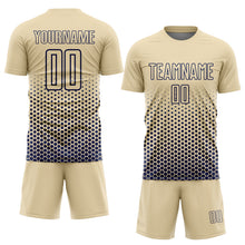 Загрузить изображение в средство просмотра галереи, Custom Cream-Navy Geometric Hexagonal Dot Gradient Sublimation Soccer Uniform Jersey