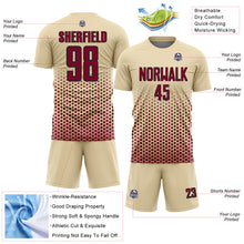Charger l'image dans la galerie, Custom Cream Maroon-Black Geometric Hexagonal Dot Gradient Sublimation Soccer Uniform Jersey