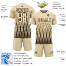 Laden Sie das Bild in den Galerie-Viewer, Custom Cream-Brown Geometric Hexagonal Dot Gradient Sublimation Soccer Uniform Jersey