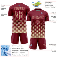 Laden Sie das Bild in den Galerie-Viewer, Custom Crimson-Cream Geometric Hexagonal Dot Gradient Sublimation Soccer Uniform Jersey