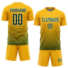 Загрузить изображение в средство просмотра галереи, Custom Gold Green-White Geometric Hexagonal Dot Gradient Sublimation Soccer Uniform Jersey