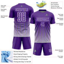 Load image into Gallery viewer, Custom Purple-White Geometric Hexagonal Dot Gradient Sublimation Soccer Uniform Jersey