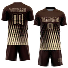 Charger l'image dans la galerie, Custom Brown-Cream Geometric Hexagonal Dot Gradient Sublimation Soccer Uniform Jersey