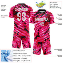 Load image into Gallery viewer, Custom Pink White-Black Abstract Swirl Wave Grunge Splatter Sublimation Soccer Uniform Jersey
