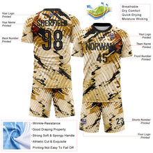 Load image into Gallery viewer, Custom Cream-Black Abstract Swirl Wave Grunge Splatter Sublimation Soccer Uniform Jersey