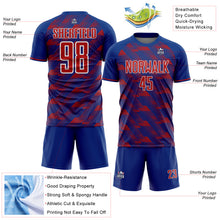 Laden Sie das Bild in den Galerie-Viewer, Custom Royal Red-White USA Style Patriotic Diagonal Flowing Lines Sublimation Soccer Uniform Jersey