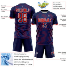 Load image into Gallery viewer, Custom US Navy Blue Red-White USA Style Patriotic Gradient Pinstripe Sublimation Soccer Uniform Jersey