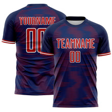 Load image into Gallery viewer, Custom US Navy Blue Red-White USA Style Patriotic Gradient Pinstripe Sublimation Soccer Uniform Jersey