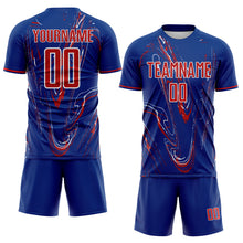 Charger l'image dans la galerie, Custom Royal Red-White USA Style Patriotic Liquid Swirl Sublimation Soccer Uniform Jersey