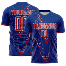 Charger l'image dans la galerie, Custom Royal Red-White USA Style Patriotic Liquid Swirl Sublimation Soccer Uniform Jersey