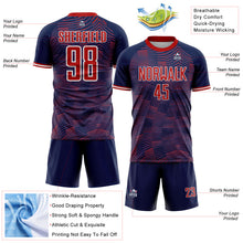 Charger l'image dans la galerie, Custom US Navy Blue Red-White USA Style Patriotic Wave Sublimation Soccer Uniform Jersey