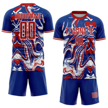 Charger l'image dans la galerie, Custom Royal Red-White USA Style Patriotic Liquid Swirl Sublimation Soccer Uniform Jersey