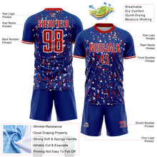 Charger l'image dans la galerie, Custom Royal Red-White USA Style Patriotic Abstract Mosaic Confetti Sublimation Soccer Uniform Jersey