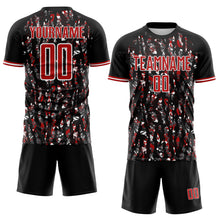 Load image into Gallery viewer, Custom Black Red-White USA Style Patriotic Abstract Mosaic Confetti Sublimation Soccer Uniform Jersey
