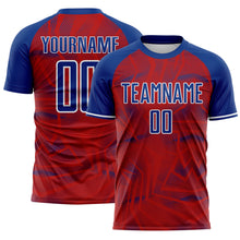 Load image into Gallery viewer, Custom Red Royal-White USA Style Patriotic Geometric Lines Sublimation Soccer Uniform Jersey