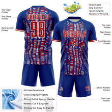 Charger l'image dans la galerie, Custom Royal Red-White USA Style Patriotic Geometric Fragments Sublimation Soccer Uniform Jersey