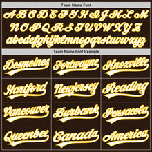 Laden Sie das Bild in den Galerie-Viewer, Custom Brown White-Yellow Two-Button Unisex Softball Jersey