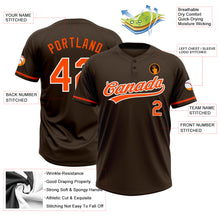 Laden Sie das Bild in den Galerie-Viewer, Custom Brown Orange-White Two-Button Unisex Softball Jersey