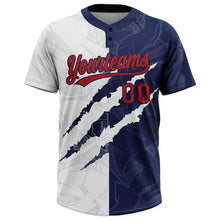 Charger l'image dans la galerie, Custom Graffiti Pattern Red-Navy 3D Two-Button Unisex Softball Jersey