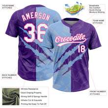 Charger l'image dans la galerie, Custom Graffiti Pattern Purple Light Blue-Pink 3D Two-Button Unisex Softball Jersey