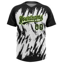 Загрузить изображение в средство просмотра галереи, Custom Black Neon Green-White 3D Pattern Abstract Sharp Shape Two-Button Unisex Softball Jersey