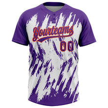 Загрузить изображение в средство просмотра галереи, Custom Purple Orange-White 3D Pattern Abstract Sharp Shape Two-Button Unisex Softball Jersey