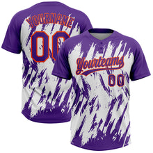 Загрузить изображение в средство просмотра галереи, Custom Purple Orange-White 3D Pattern Abstract Sharp Shape Two-Button Unisex Softball Jersey