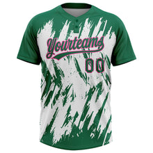 Загрузить изображение в средство просмотра галереи, Custom Kelly Green Pink-White 3D Pattern Abstract Sharp Shape Two-Button Unisex Softball Jersey