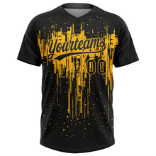 Загрузить изображение в средство просмотра галереи, Custom Black Gold 3D Pattern Dripping Splatter Art Two-Button Unisex Softball Jersey