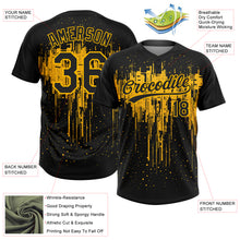 Загрузить изображение в средство просмотра галереи, Custom Black Gold 3D Pattern Dripping Splatter Art Two-Button Unisex Softball Jersey