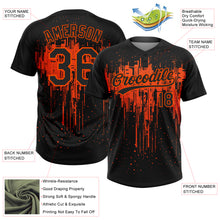 Загрузить изображение в средство просмотра галереи, Custom Black Orange 3D Pattern Dripping Splatter Art Two-Button Unisex Softball Jersey