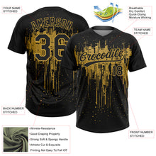 Загрузить изображение в средство просмотра галереи, Custom Black Old Gold 3D Pattern Dripping Splatter Art Two-Button Unisex Softball Jersey