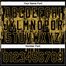 Загрузить изображение в средство просмотра галереи, Custom Black Old Gold 3D Pattern Dripping Splatter Art Two-Button Unisex Softball Jersey