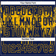 Загрузить изображение в средство просмотра галереи, Custom Navy Gold 3D Pattern Dripping Splatter Art Two-Button Unisex Softball Jersey