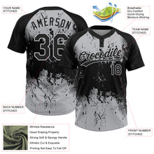Загрузить изображение в средство просмотра галереи, Custom Black Gray 3D Pattern Abstract Splatter Grunge Art Two-Button Unisex Softball Jersey