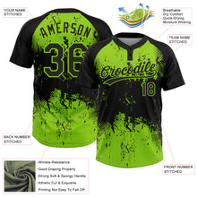 Загрузить изображение в средство просмотра галереи, Custom Black Neon Green 3D Pattern Abstract Splatter Grunge Art Two-Button Unisex Softball Jersey