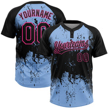 Загрузить изображение в средство просмотра галереи, Custom Black Light Blue-Pink 3D Pattern Abstract Splatter Grunge Art Two-Button Unisex Softball Jersey