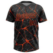 Загрузить изображение в средство просмотра галереи, Custom Black Orange 3D Pattern Abstract Network Two-Button Unisex Softball Jersey