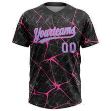 Загрузить изображение в средство просмотра галереи, Custom Black Light Blue-Pink 3D Pattern Abstract Network Two-Button Unisex Softball Jersey