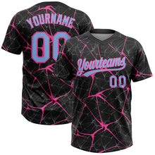 Загрузить изображение в средство просмотра галереи, Custom Black Light Blue-Pink 3D Pattern Abstract Network Two-Button Unisex Softball Jersey