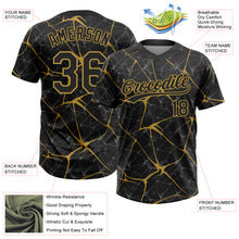 Загрузить изображение в средство просмотра галереи, Custom Black Old Gold 3D Pattern Abstract Network Two-Button Unisex Softball Jersey