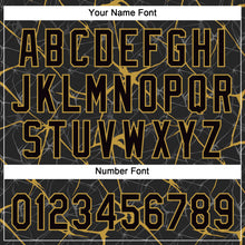 Загрузить изображение в средство просмотра галереи, Custom Black Old Gold 3D Pattern Abstract Network Two-Button Unisex Softball Jersey