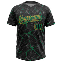 Загрузить изображение в средство просмотра галереи, Custom Black Kelly Green-Old Gold 3D Pattern Abstract Network Two-Button Unisex Softball Jersey