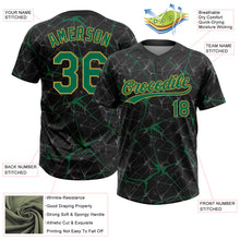 Загрузить изображение в средство просмотра галереи, Custom Black Kelly Green-Old Gold 3D Pattern Abstract Network Two-Button Unisex Softball Jersey