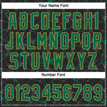 Загрузить изображение в средство просмотра галереи, Custom Black Kelly Green-Old Gold 3D Pattern Abstract Network Two-Button Unisex Softball Jersey